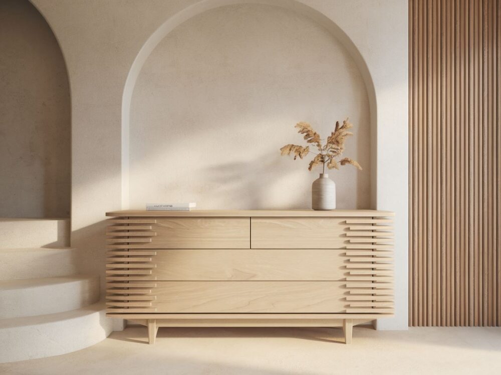 komoda lamele w salonie