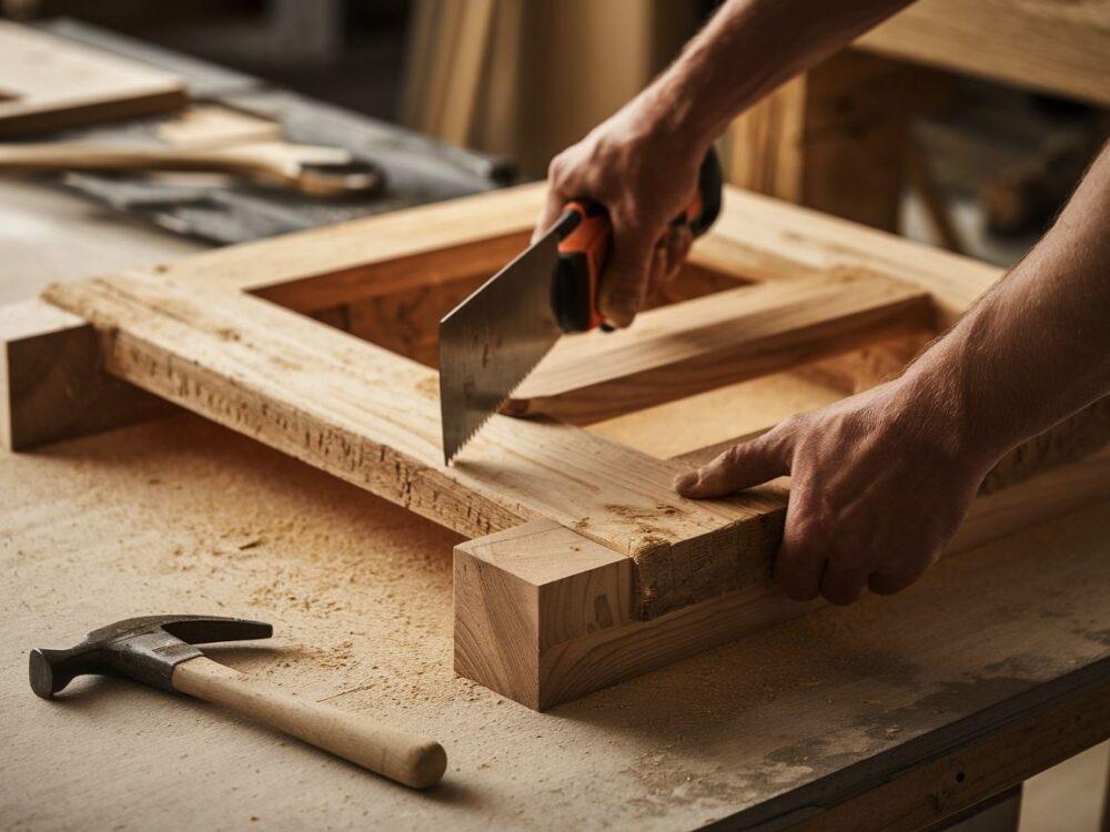 ręce przy pracy stolarskiej